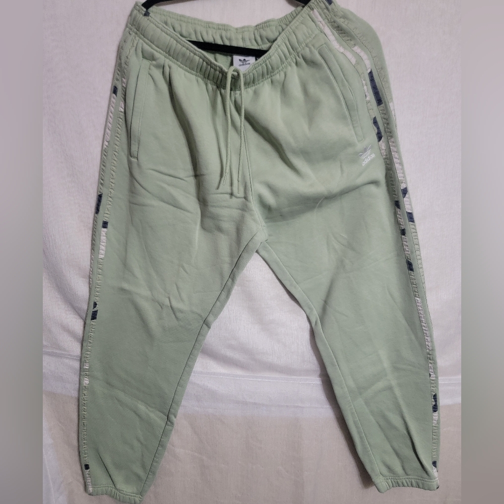 adidas Light Green Joggers with Side Stripes